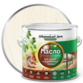 Масло Здоровый дом для террас, лестниц, полов белый 1,8 л